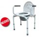 Commode usable in the function of toilet commode and toilet seat with folding armrests