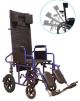 Transit wheelchair with reclining backrest