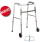 Fixed folding walker with two large fixed wheels and two ferrules
