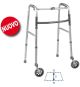 Fixed folding walker with two large swivel wheels and two ferrules