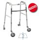 Fixed folding walker with two large swivel wheels and two wheels with locking system