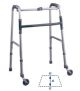 Fixed folding walker with two swivel wheels and two spikes