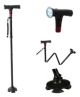 Collapsible walking stick with spotlight and horn